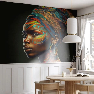 Papel de Parede Autocolante Deluxe Sticker - Rainha africana - Turbante, Tribos, afro-americano - 100x70 cm