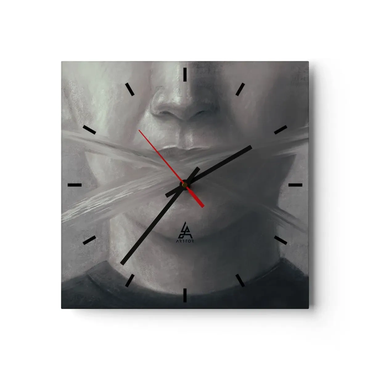 Relógio de parede - Relógio em vidro - Nem uma palavra - 40x40 cm