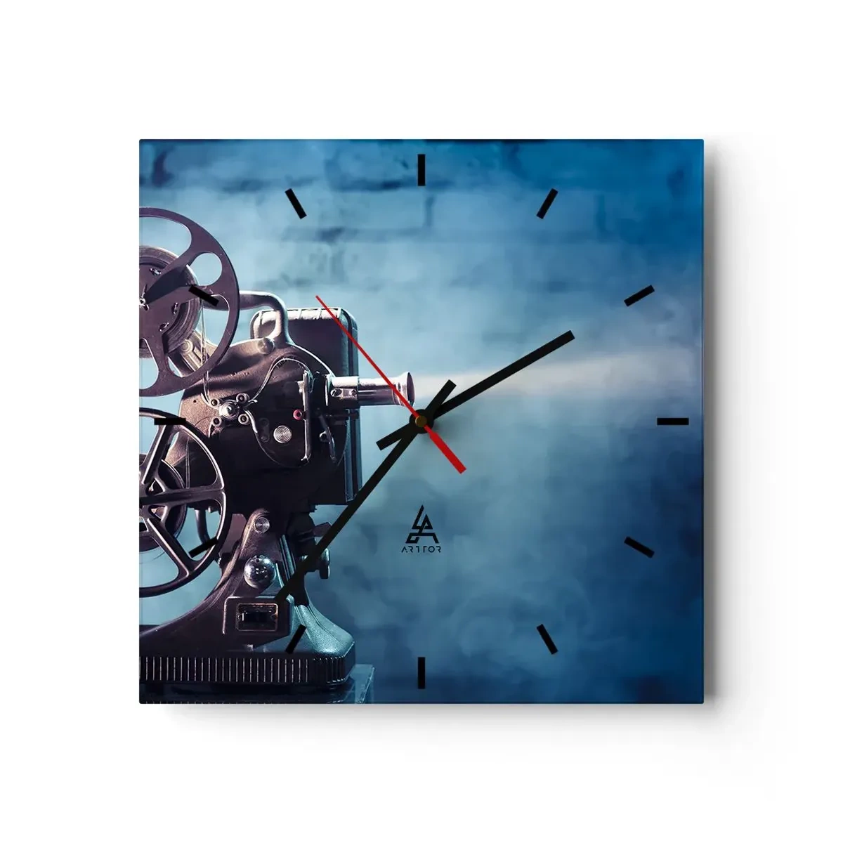 Relógio de parede - Relógio em vidro - No cinema antigo - 30x30 cm