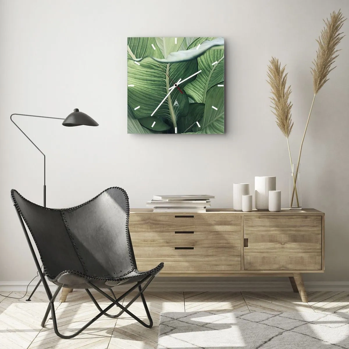 Relógio de parede - Relógio em vidro - Vida intensamente verde - 30x30 cm