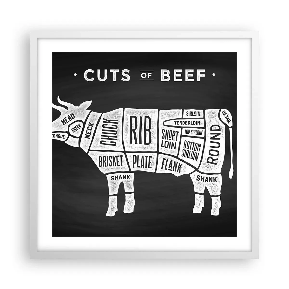 Pôster em moldura branca - Cartilha do talhante - 50x50 cm