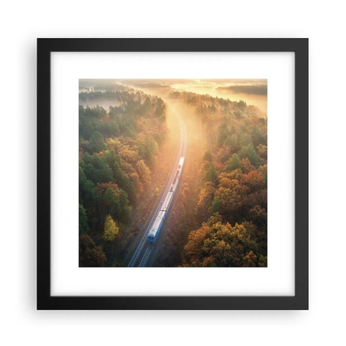Pôster com moldura preta - Uma viagem de outono - 30x30 cm