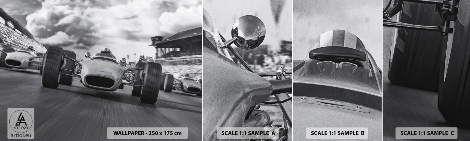 Amostra de papel de parede autocolante Deluxe Sticker - O ronco do motor - Fórmula 1, Veículo, Corrida - 100x30 cm