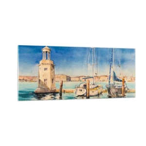 Quadro em vidro - Lagoa ensolarada - 100x40 cm