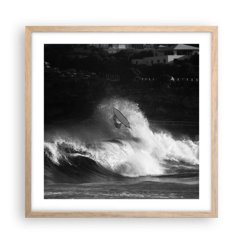 Pôster com moldura de carvalho claro - Desafio aceito! - 50x50 cm