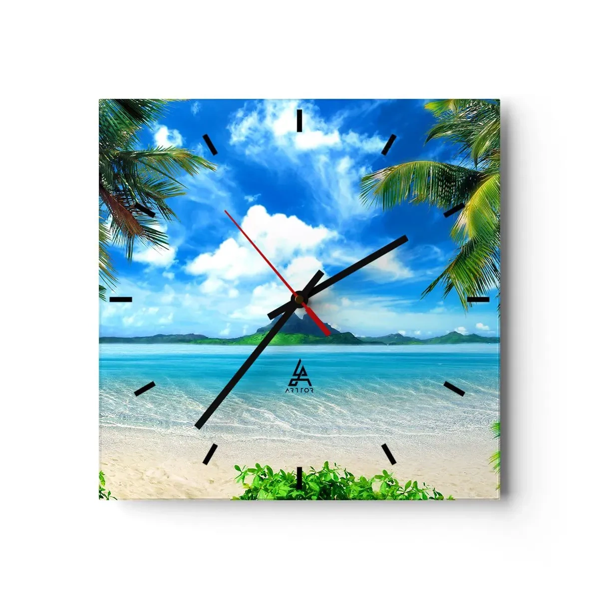 Relógio de parede - Relógio em vidro - O azul dos trópicos - 30x30 cm