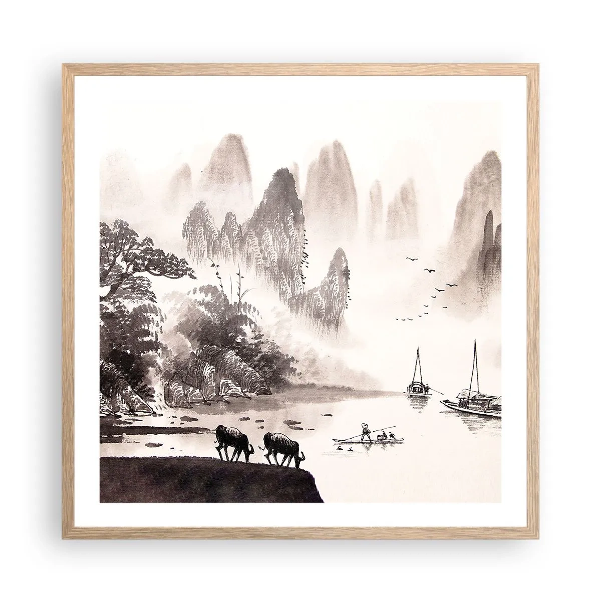 Pôster com moldura de carvalho claro - O cotidiano exótico do Oriente - 60x60 cm