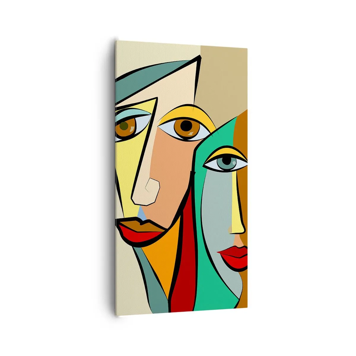 Quadro em tela - Casal cubista - 65x120 cm