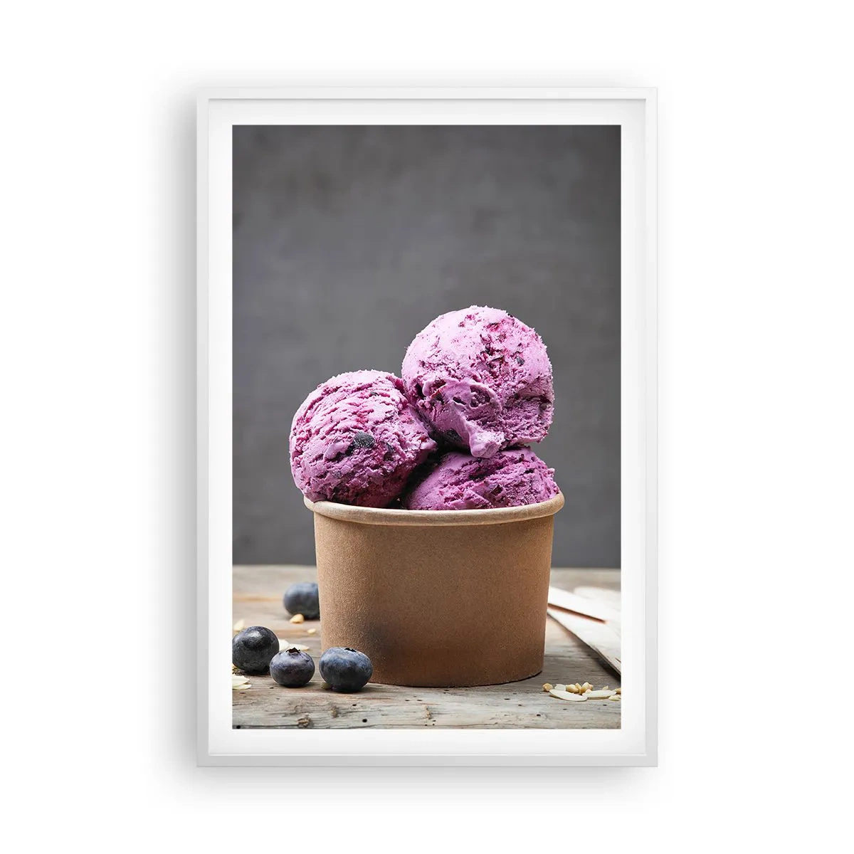 Pôster em moldura branca - Doçura e frieza - 61x91 cm