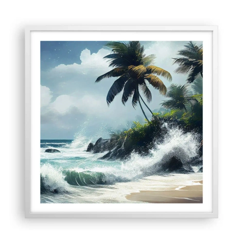 Pôster em moldura branca - Em uma costa tropical - 60x60 cm