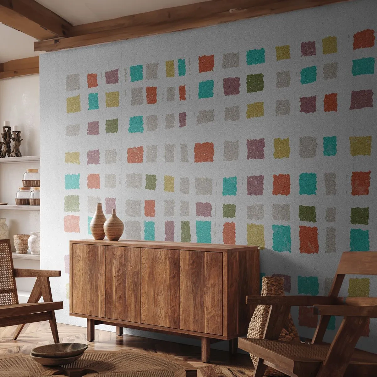 Papel de Parede Standard Eco - Jogo desconhecido - Pastel, Quadrados, Minimalismo - 250x175 cm