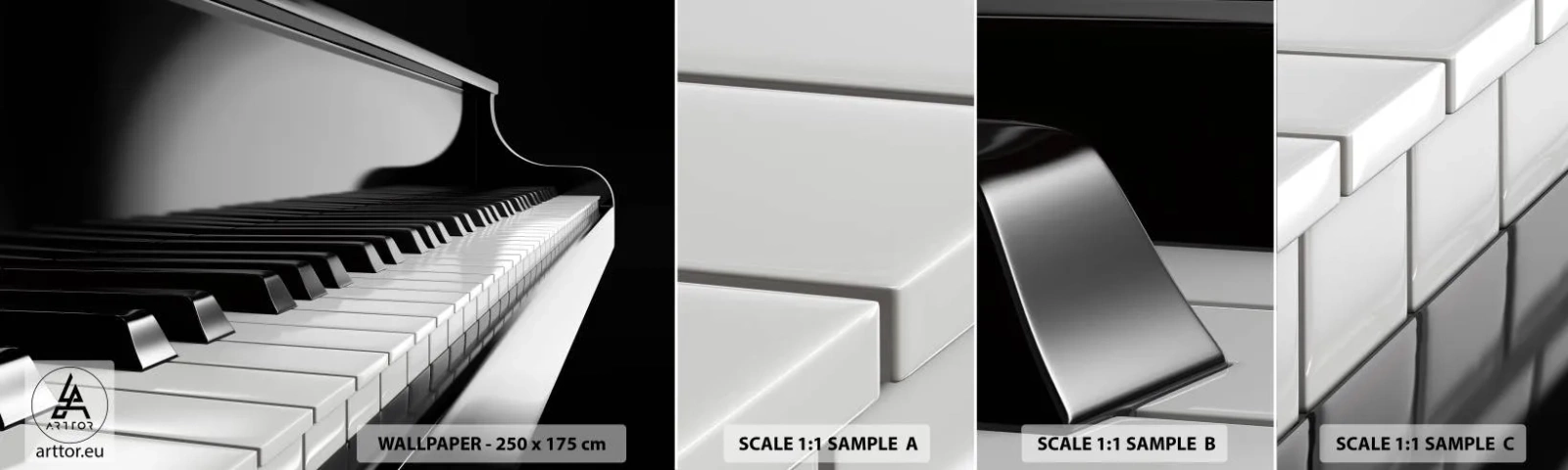 Amostra de Papel de Parede Standard Eco - Harmonia de formas e cores - Piano, Piano, Música - 100x30 cm