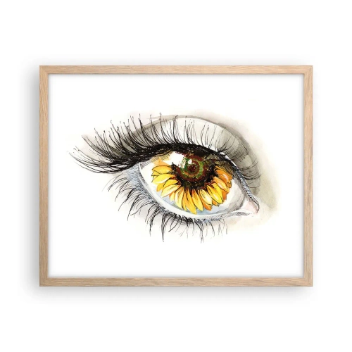 Pôster com moldura de carvalho claro - Um olhar tão quente como o verão - 50x40 cm