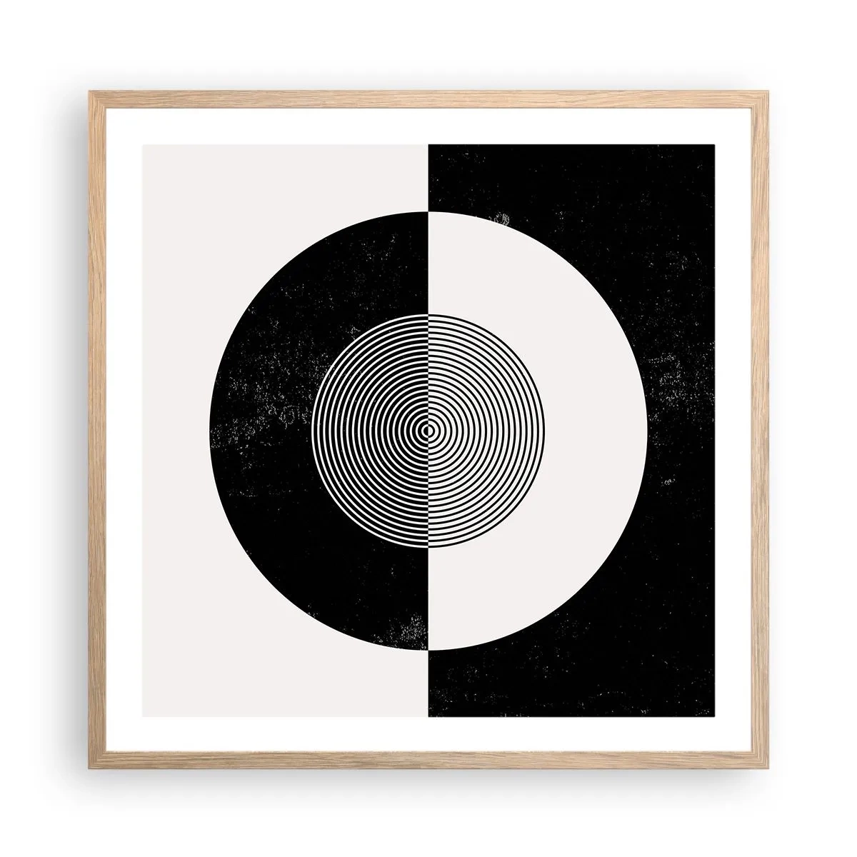 Pôster com moldura de carvalho claro - Harmonia a preto e branco - 60x60 cm