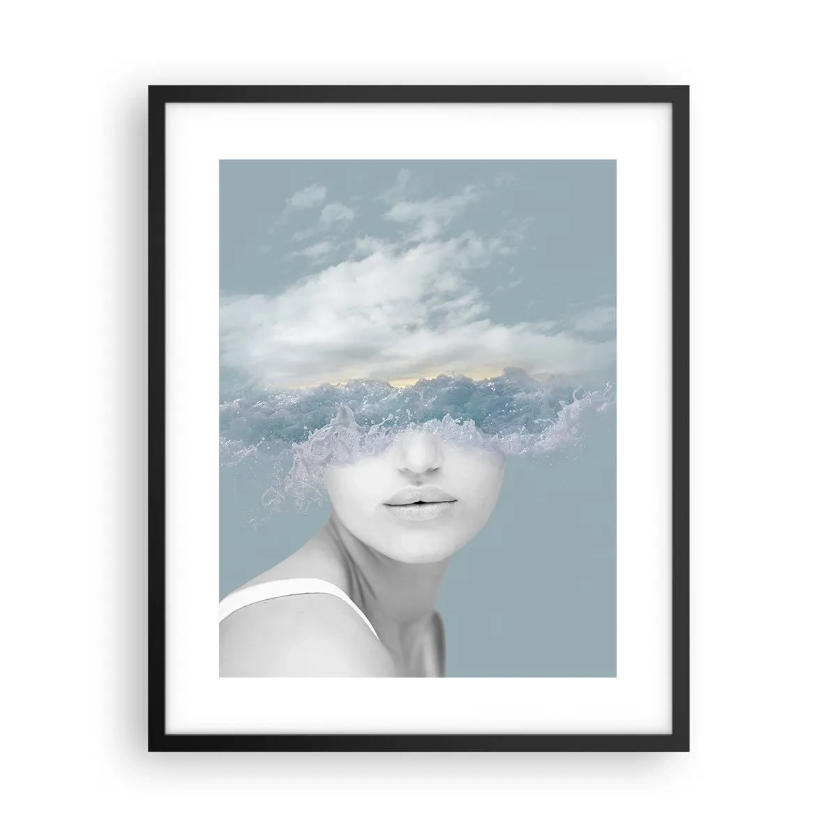 Pôster com moldura preta - Com a cabeça nas nuvens - 40x50 cm