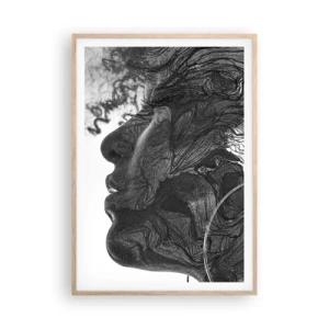 Pôster com moldura de carvalho claro - Entrelaçados em sonhos - 70x100 cm