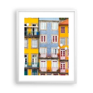 Pôster em moldura branca - Cores da cidade velha - 40x50 cm