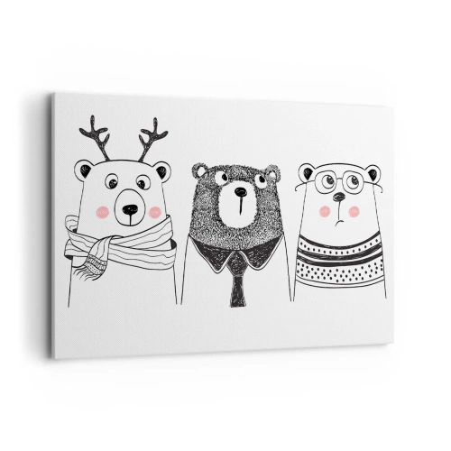 Quadro em tela - Urso, ursinho e ursão - 100x70 cm