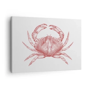 Quadro em tela - Desenho de um caranguejo em tom vermelho - 70x50cm - Caranguejo sobre caranguejos - Decoração de parede moderna para a sala de estar e quarto ARTTOR