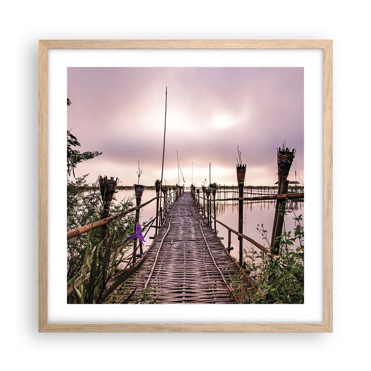 Pôster com moldura de carvalho claro - Paz e tranquilidade da Ásia - 50x50 cm