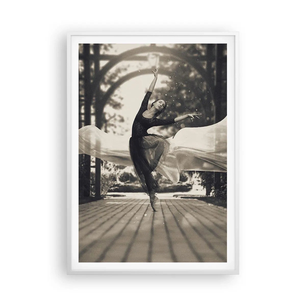Pôster em moldura branca - A dança do espírito do jardim - 70x100 cm