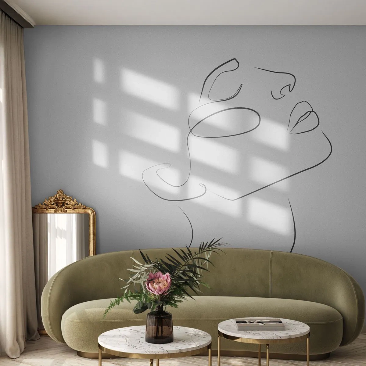 Papel de Parede Autocolante Deluxe Sticker - Os meandros dos sonhos - Rosto de Mulher, Retrato de uma mulher, Gráficos - 300x210 cm