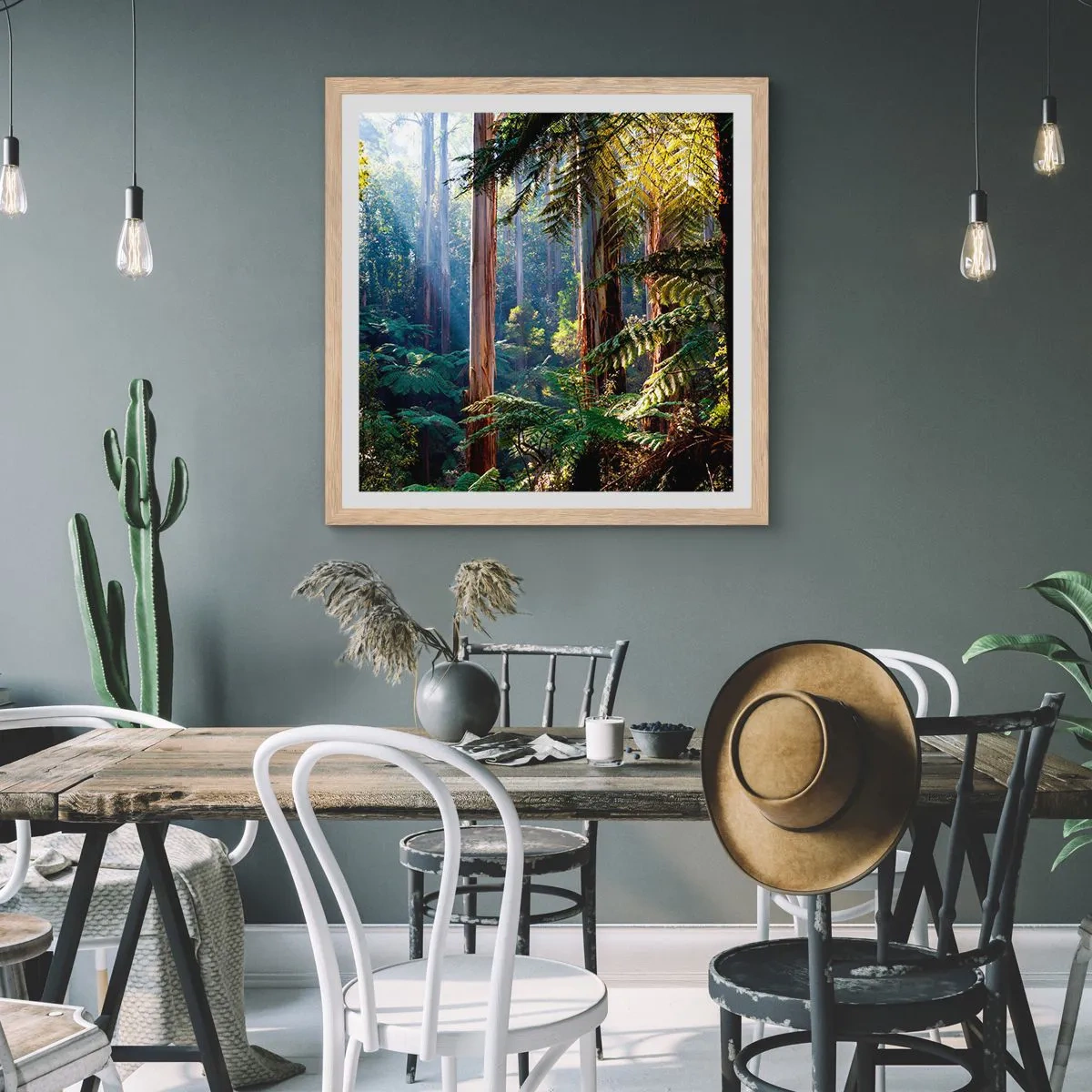 Pôster com moldura de carvalho claro - Um conto de fadas da floresta - 50x50 cm
