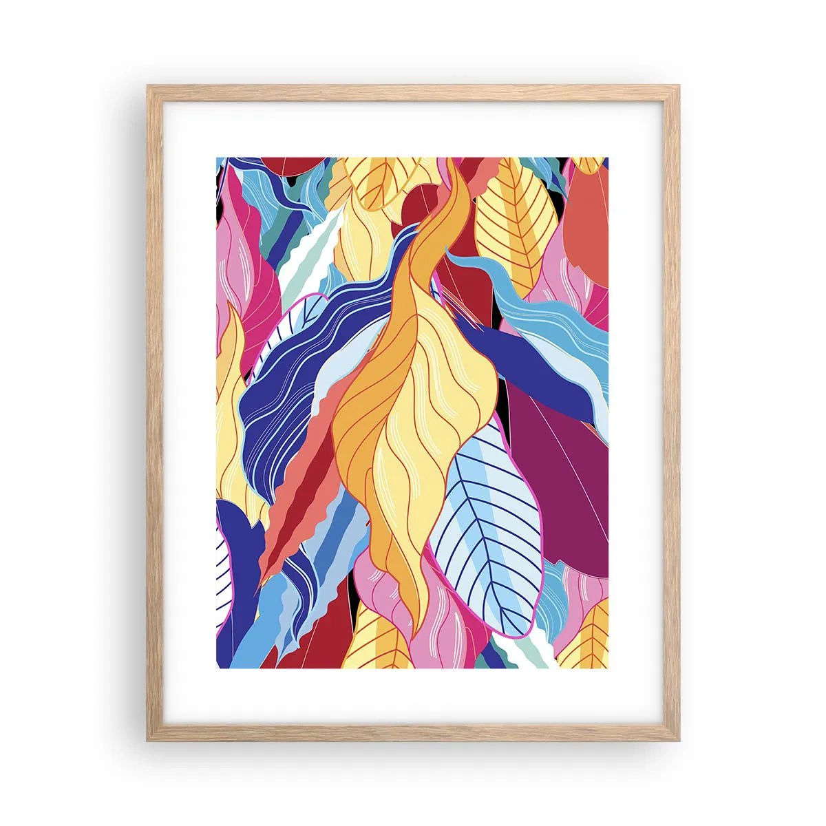 Pôster com moldura de carvalho claro - Bagunça colorida - 40x50 cm