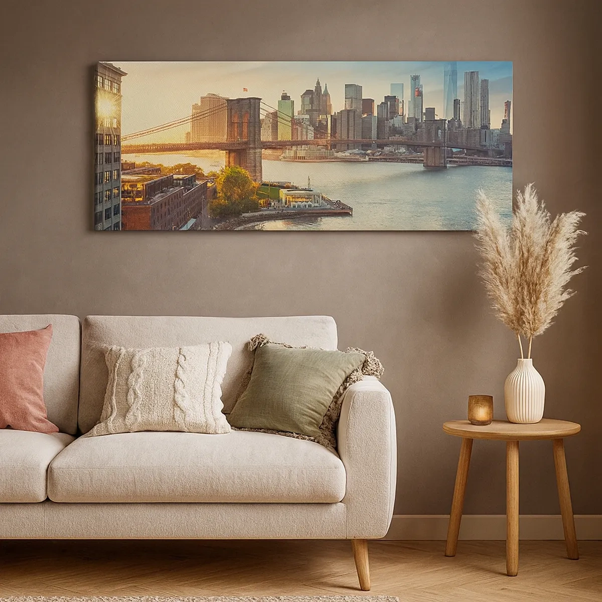 Quadro em tela - O amanhecer da cidade grande - 30x30 cm