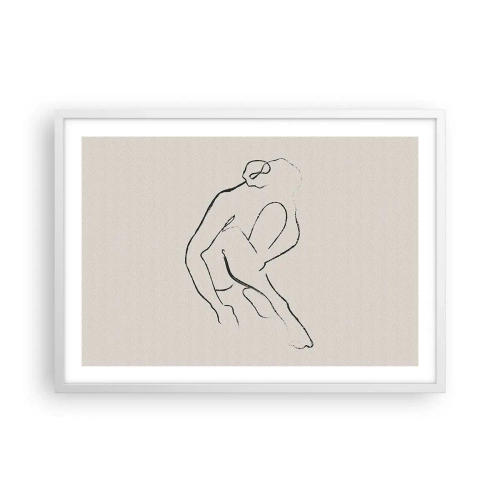 Pôster em moldura branca - Esboço íntimo - 70x50 cm