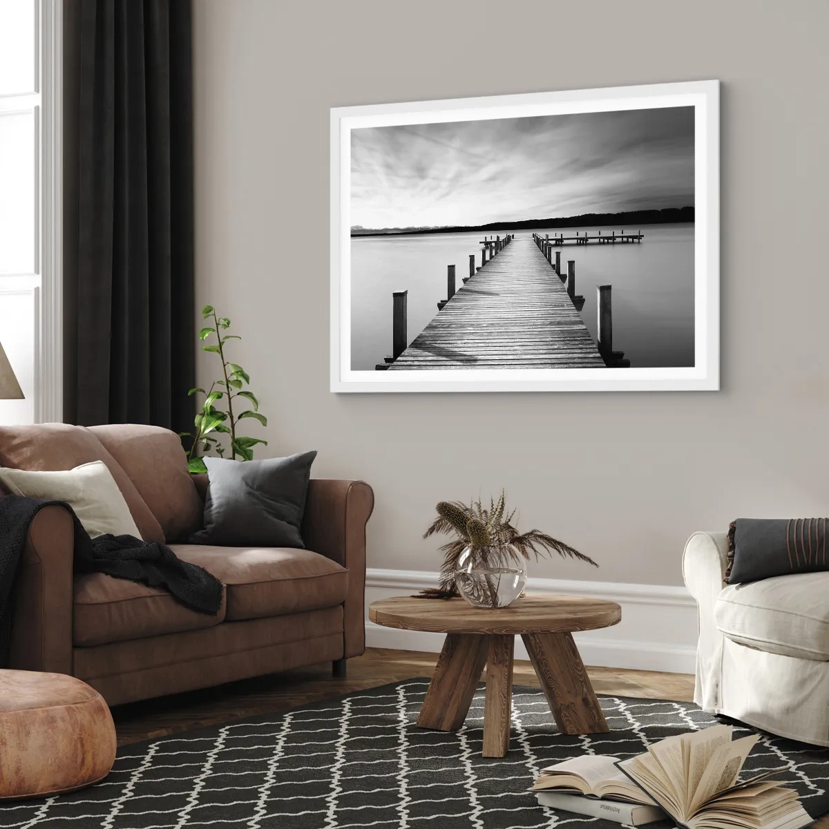 Pôster em moldura branca - A fonte da tranquilidade - 91x61 cm