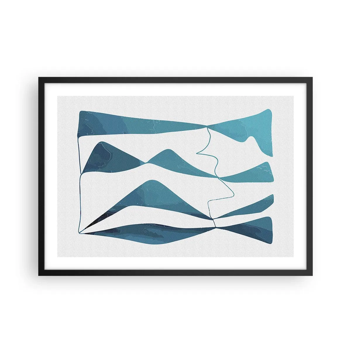 Pôster com moldura preta - Abstração: composto turquesa - 70x50 cm