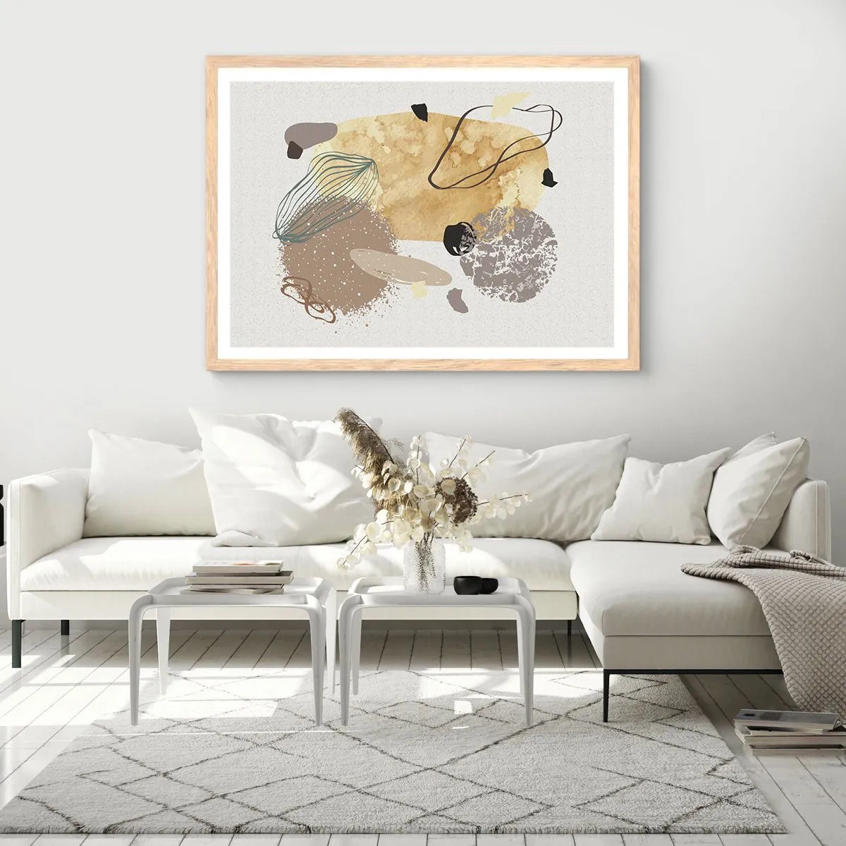 Pôster com moldura de carvalho claro - Plumcologia aplicada - 100x70 cm