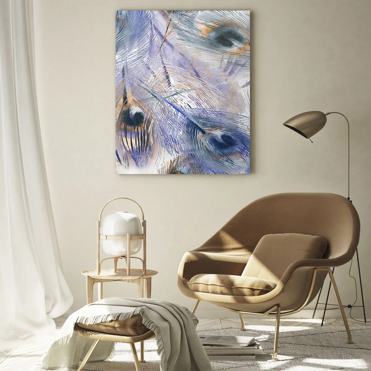 Quadro em vidro - Composição do pavão - 50x70 cm