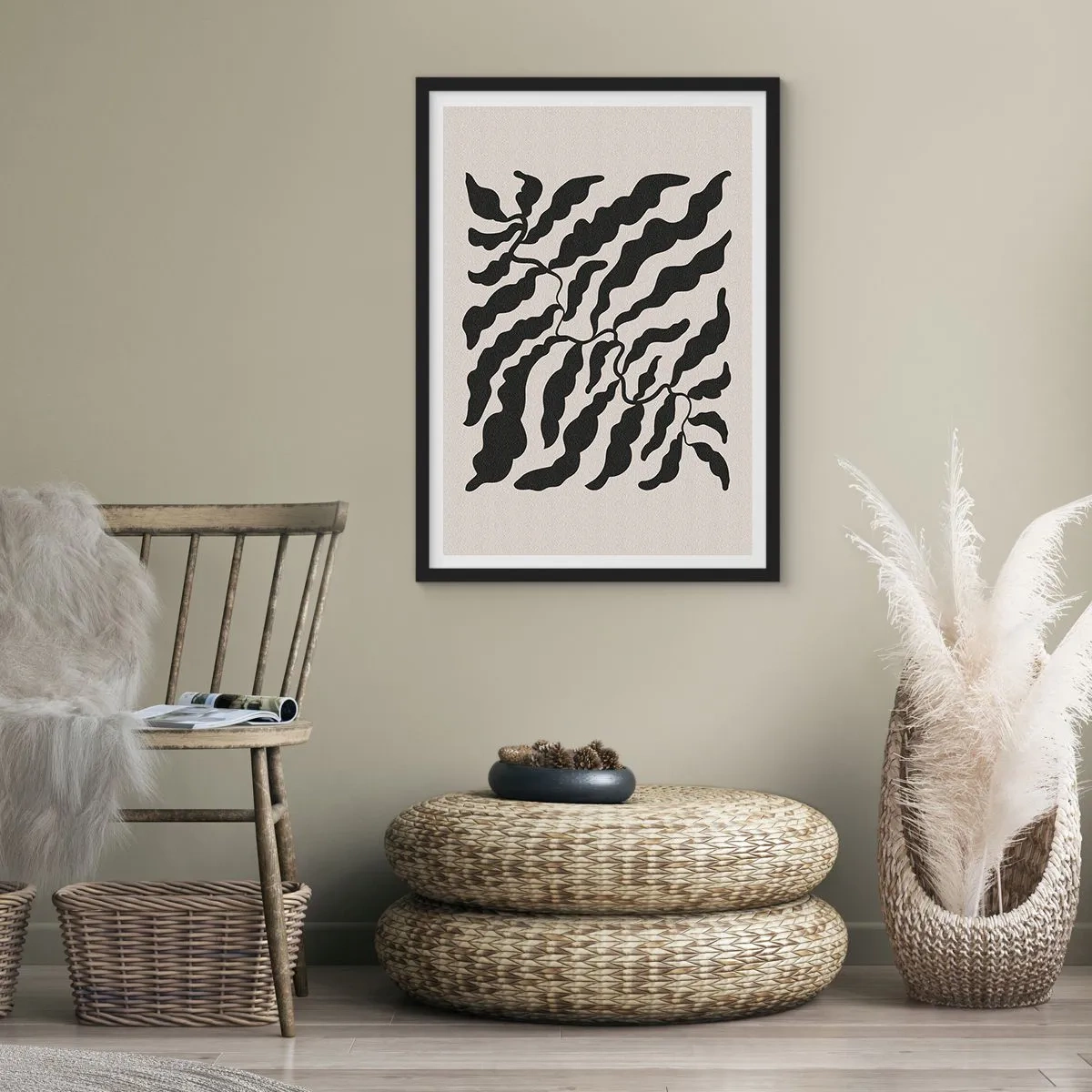 Pôster com moldura preta - A natureza da praça - 70x100 cm