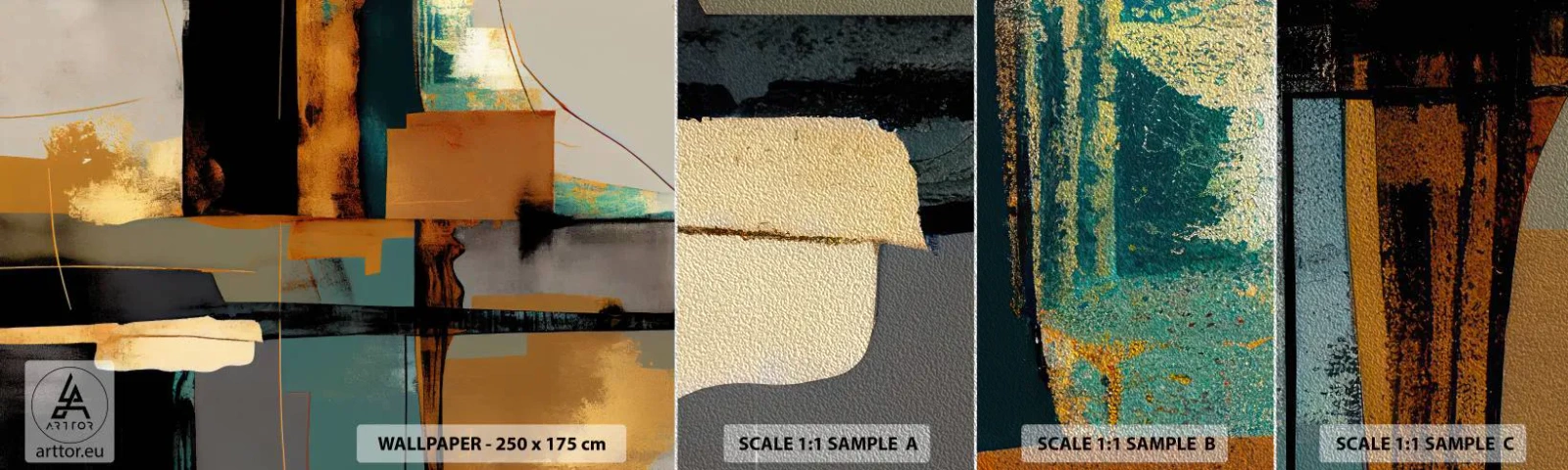 Amostra de papel de parede Premium Sand - Abstração – luz e sombra - Abstração, Moderno, Pedaço - 100x30 cm