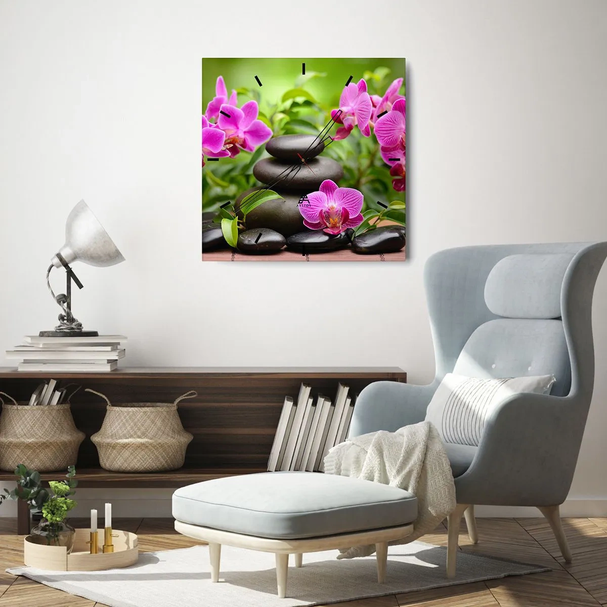 Relógio de parede - Relógio em vidro - Pirâmide da paz - 40x40 cm