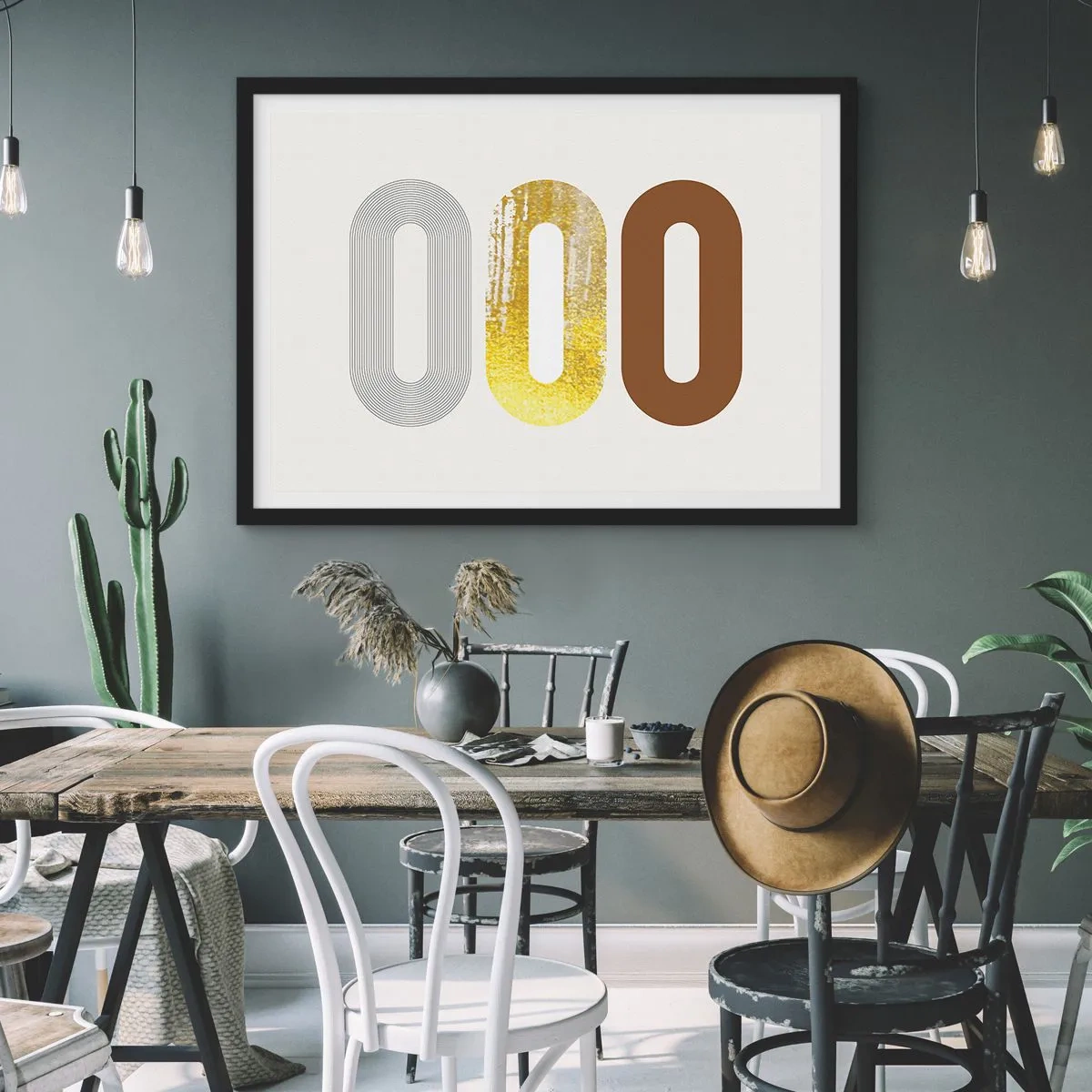 Pôster com moldura preta - Uuu! - 70x50 cm