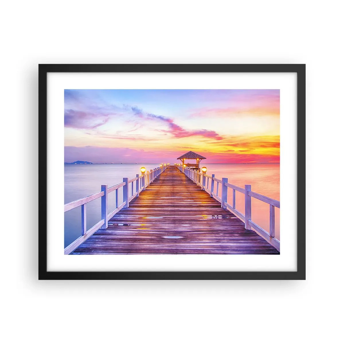 Pôster com moldura preta - O silêncio lilás-dourado da noite - 50x40 cm