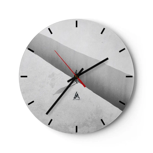 Relógio de parede - Relógio em vidro - Uma silhueta minimalista de uma figura em uma perspectiva de luz - 30x30cm - Um objetivo claro - Decoração de parede moderna para a sala de estar, cozinha e quarto ARTTOR