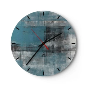 Relógio de parede - Relógio em vidro - Padrão abstrato em tons de turquesa e cinza - 30x30cm - Água e ar - Decoração de parede moderna para a sala de estar, cozinha e quarto ARTTOR