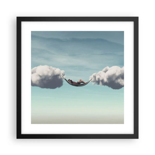 Pôster com moldura preta - A felicidade do momento - 40x40 cm