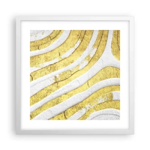 Pôster em moldura branca - Composição a branco e ouro - 40x40 cm