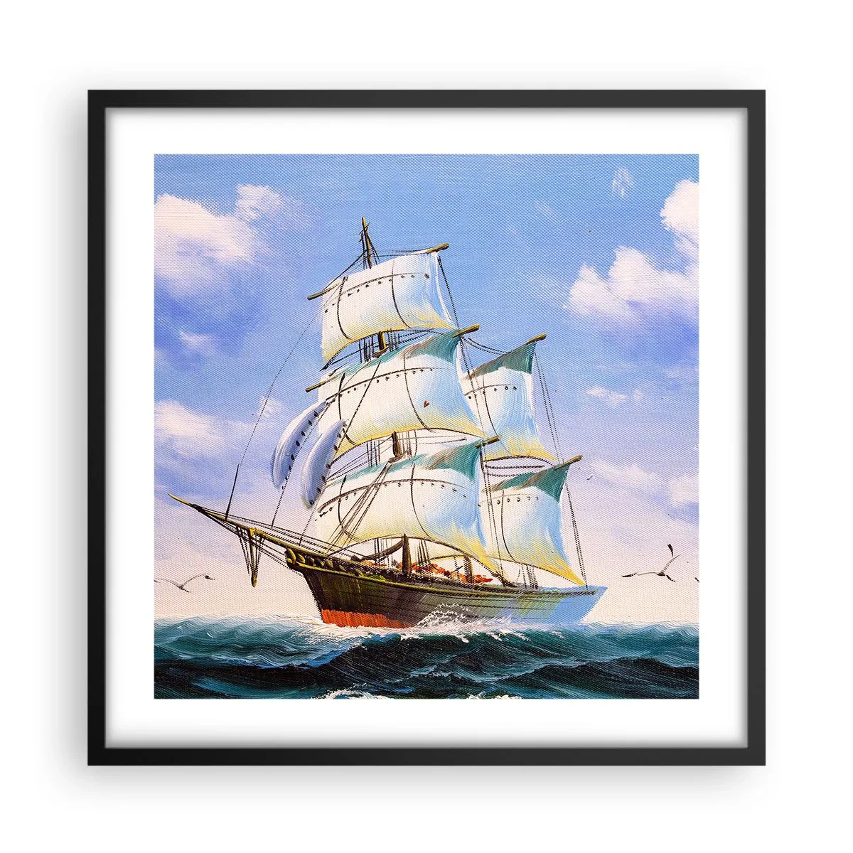 Pôster com moldura preta - Orgulhosamente com o vento - 50x50 cm
