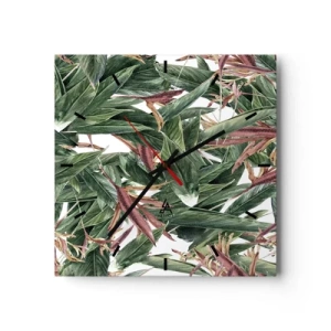 Relógio de parede - Relógio em vidro - Matagal esmeralda-lilás - 40x40 cm