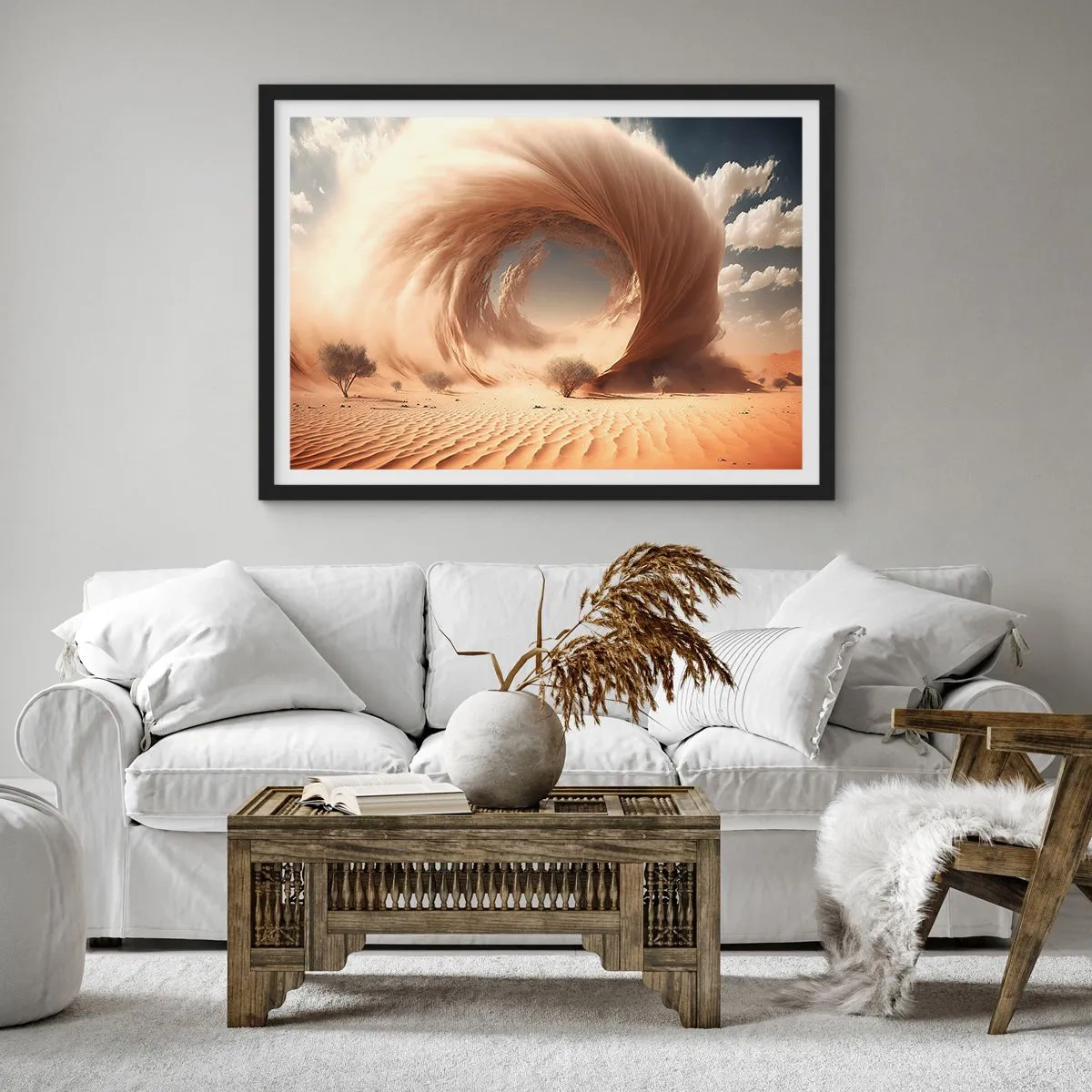 Pôster com moldura preta - Portal aberto - 70x50 cm