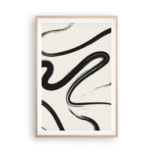Pôster com moldura de carvalho claro - Capricho preto e branco - 61x91 cm