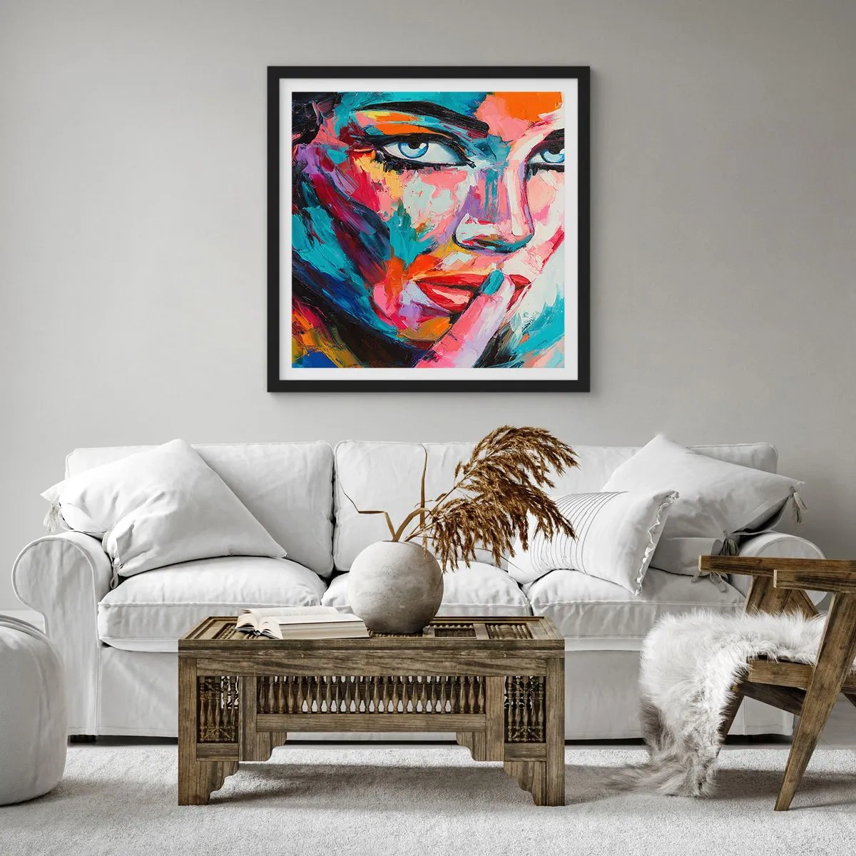 Pôster com moldura preta - O nosso primeiro segredo - 60x60 cm