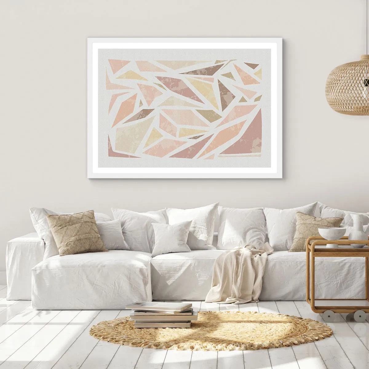 Pôster em moldura branca - Composição de vitral - 70x50 cm