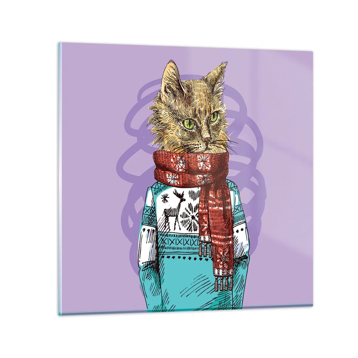 Quadro em vidro - Gato não só de botas - 50x50 cm